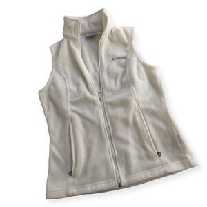 Columbia Sportswear Women's Sleeveless Vest White Full Zip Pocket Size S Fleece